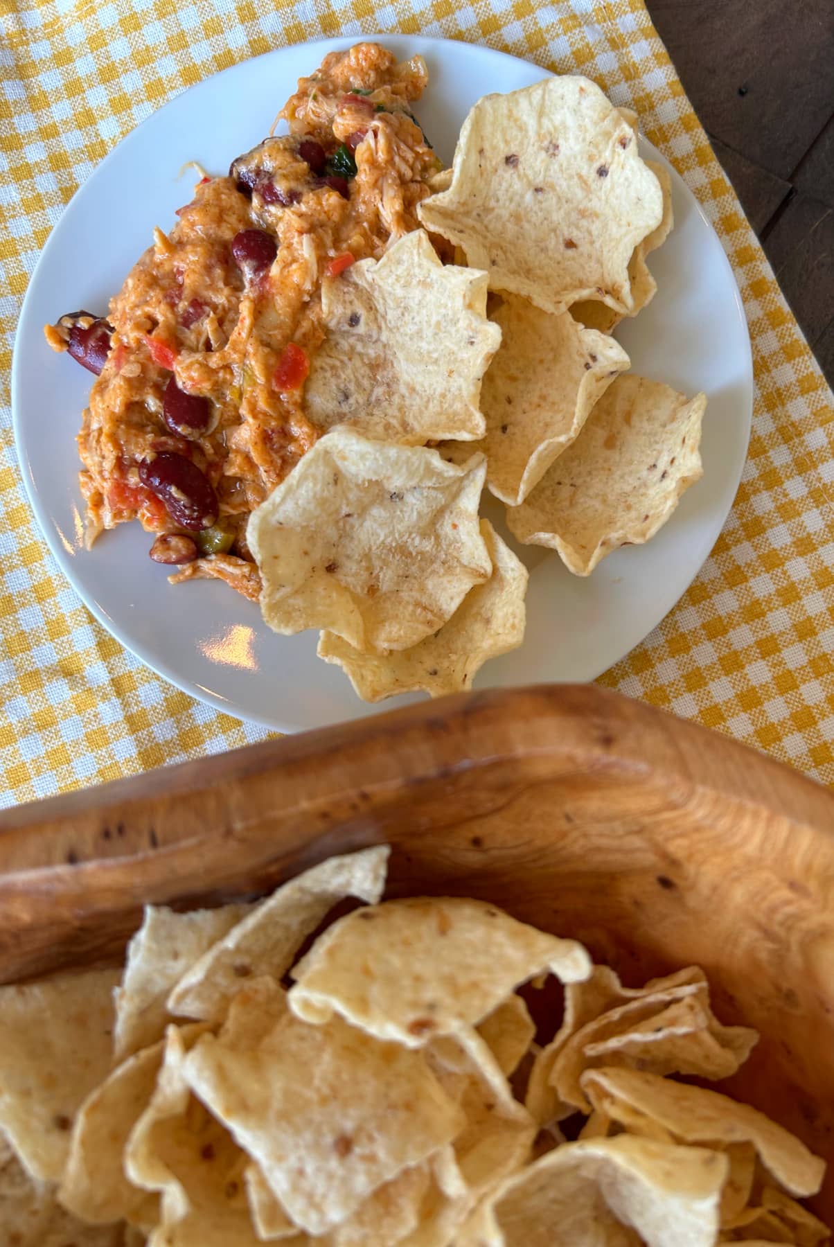 serving of slow cooker chicken taco dip on plate