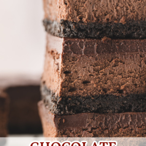 pinterest image for chocolate cheesecake bars
