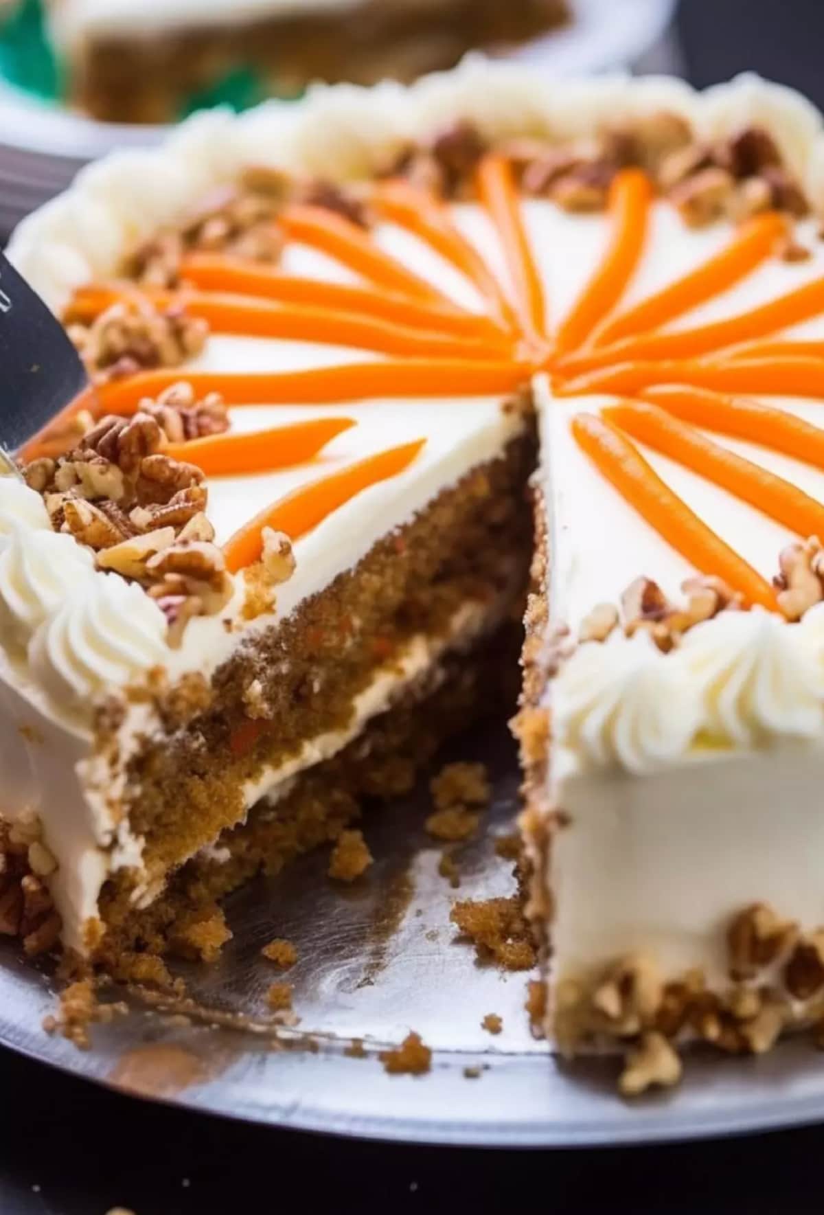 costco copycat carrot cake with slice taken out