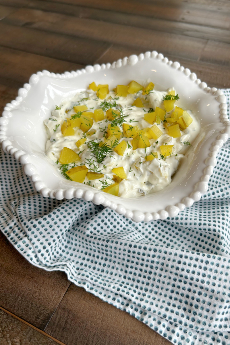 dill pickle dip in a bowl