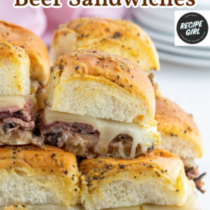 pinterest image for hot hawaiian beef sandwiches