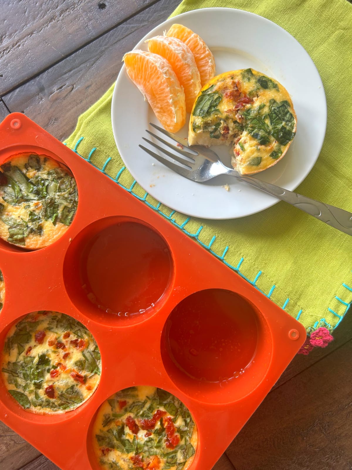 vegetarian egg bites on plate and in muffin pan