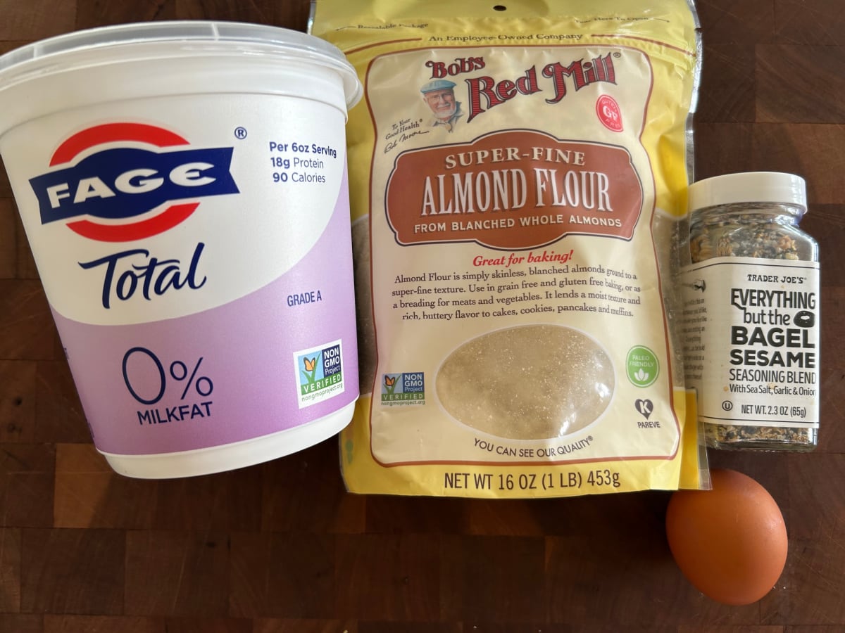 ingredients displayed for making almond flour bagels