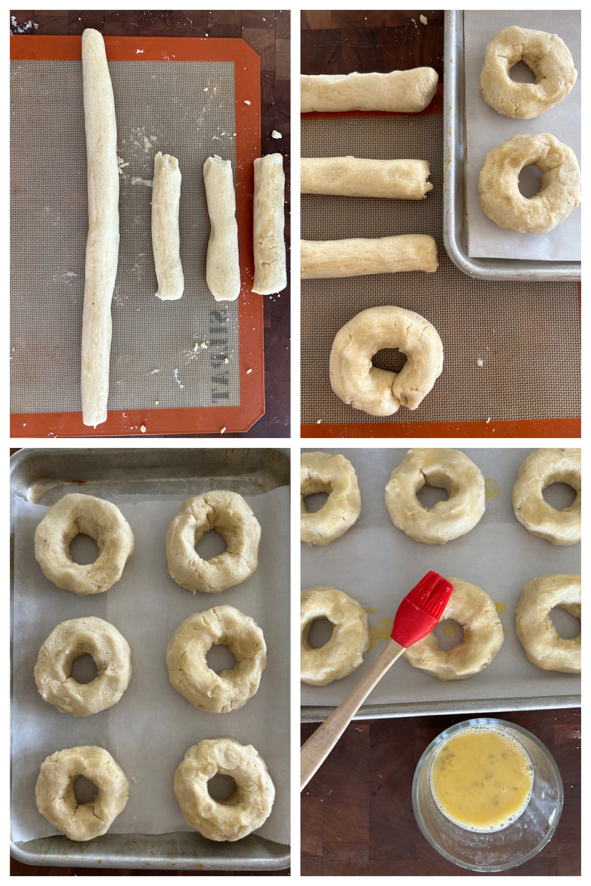 four photos showing you how to make almond flour bagels