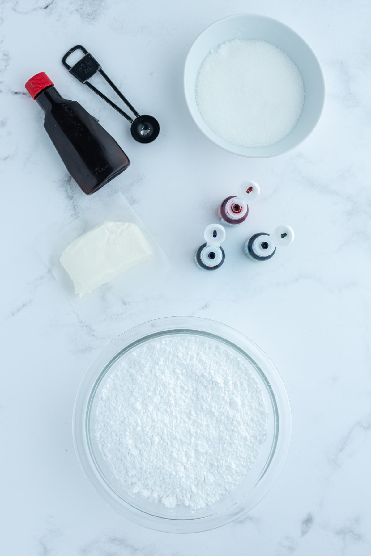 ingredients displayed for making cream cheese mints