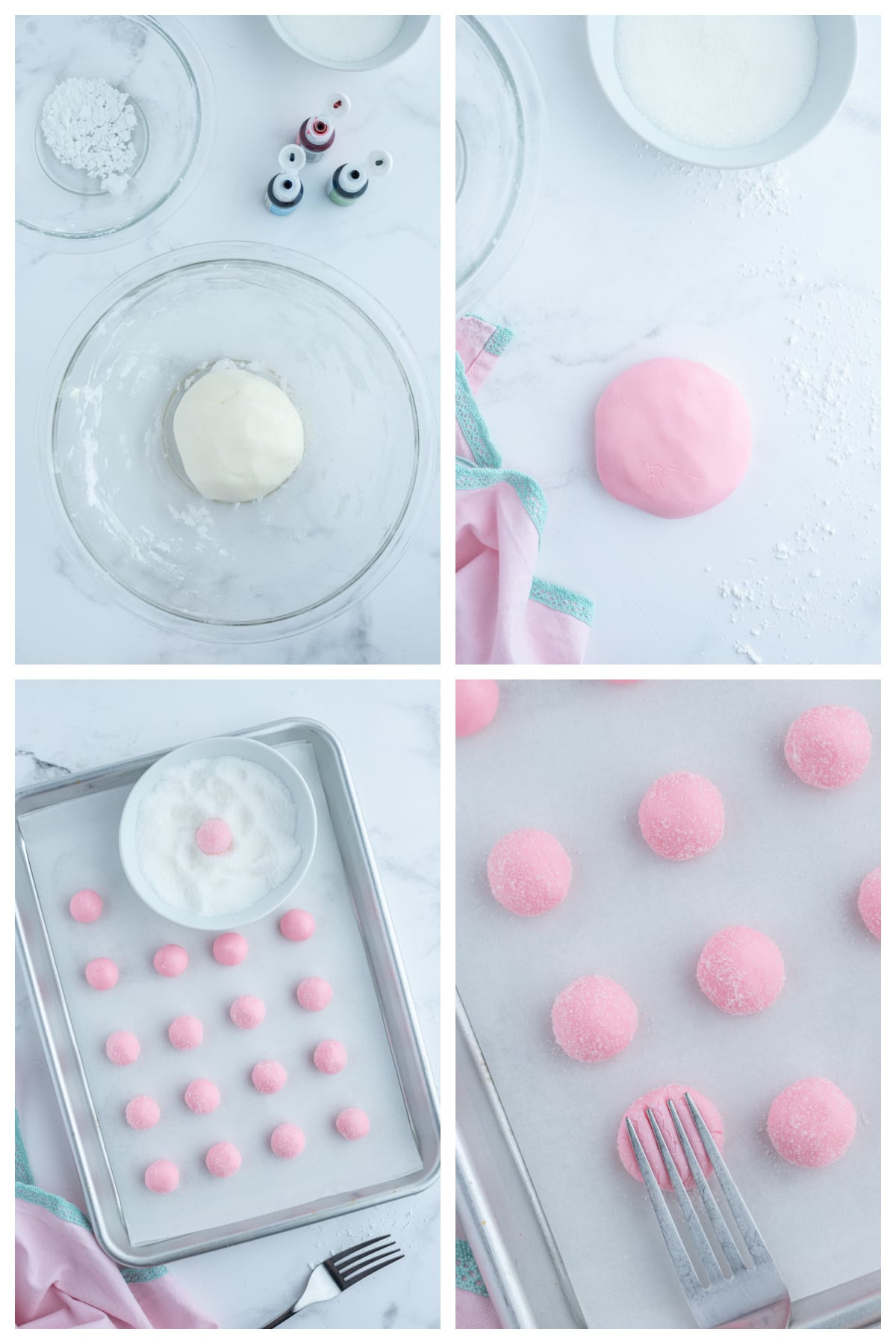 four photos showing how to make cream cheese mints