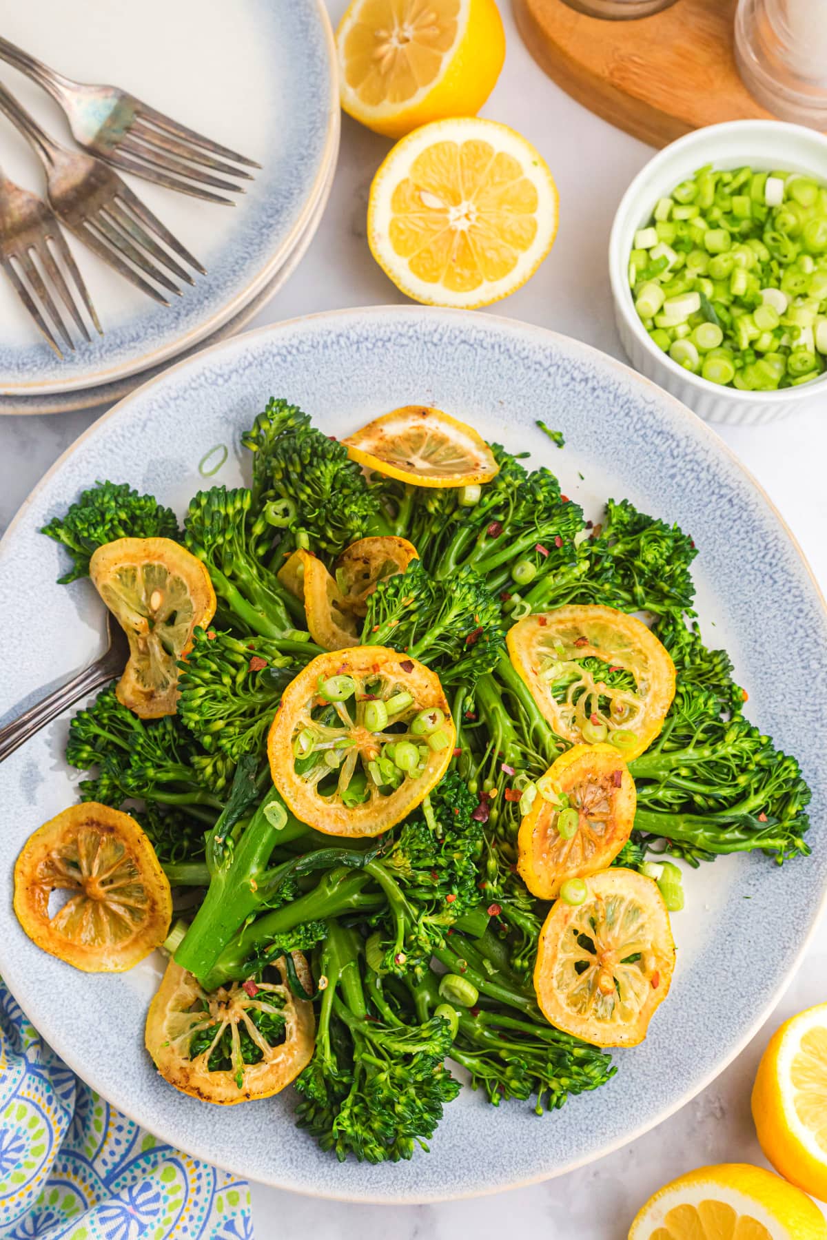 lemon broccolini on a plate