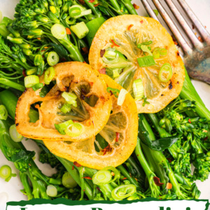 pinterest image for lemon broccolini