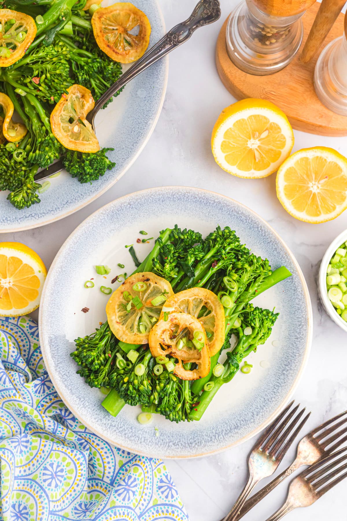 serving of lemon broccolini on plate