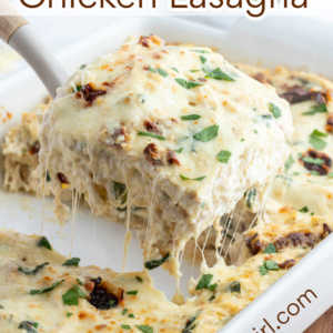 pinterest image for marry me chicken lasagna