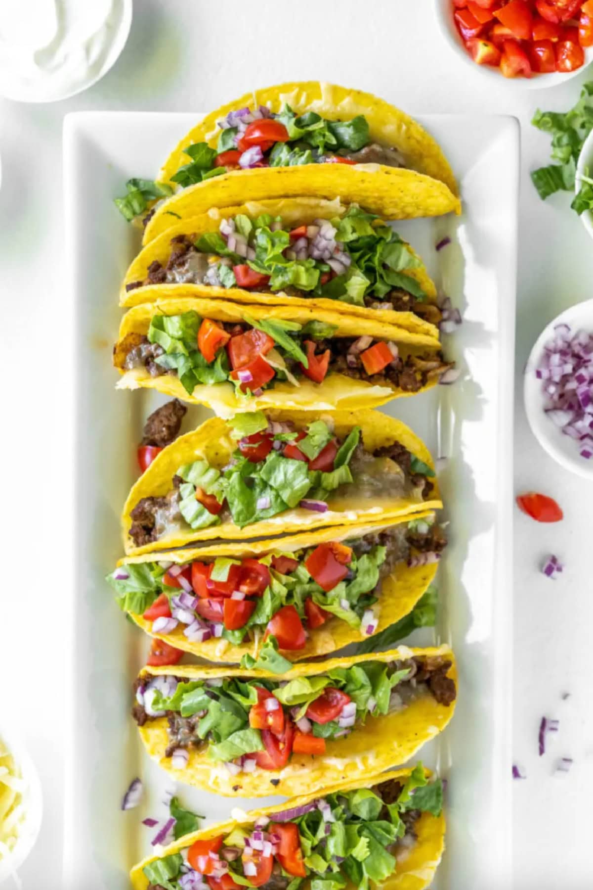 baked ground beef tacos in a baking dish