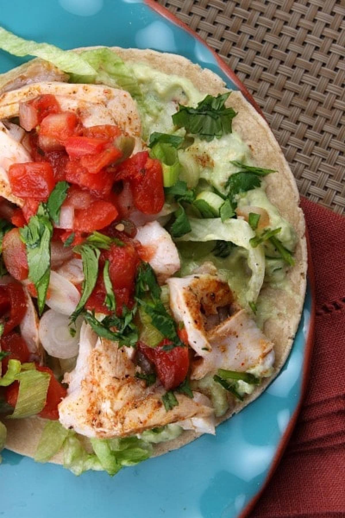 open faced broiled fish taco