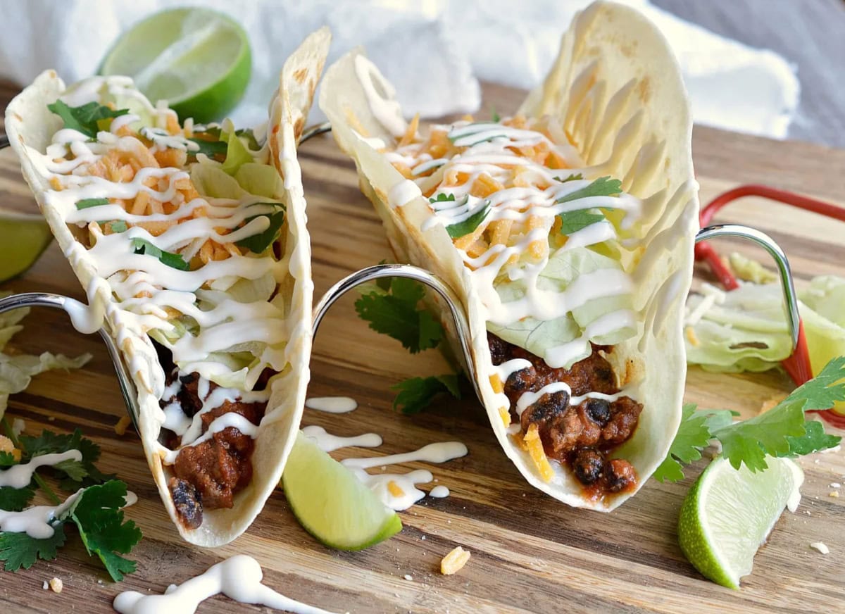 two chipotle black bean tacos