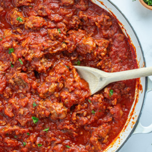 pinterest image for easy meat sauce