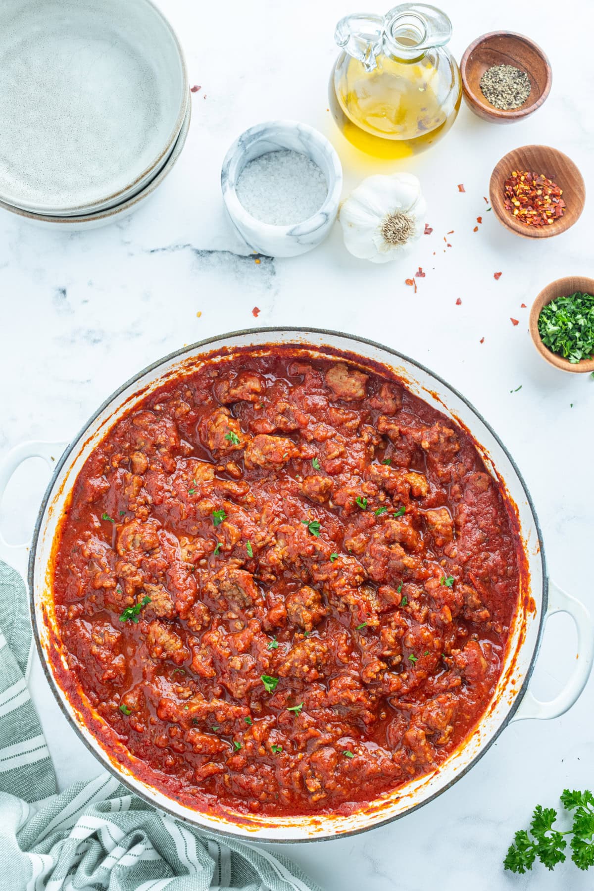 pan of meat sauce