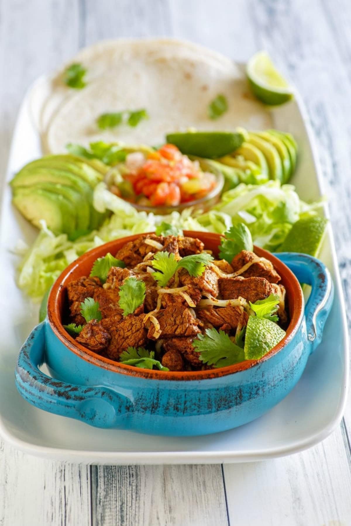 display for making family style pork tacos