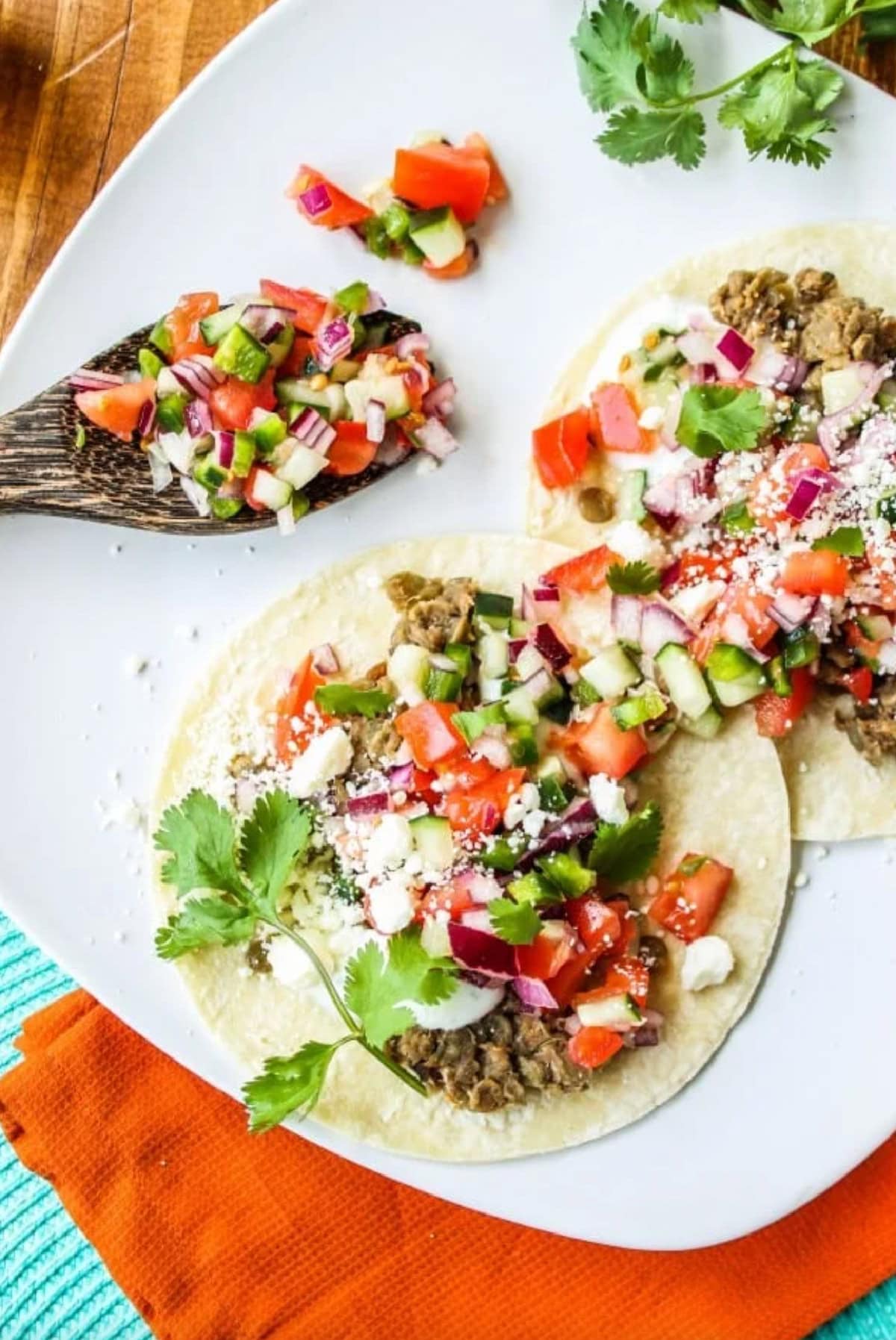 greek lentil tacos