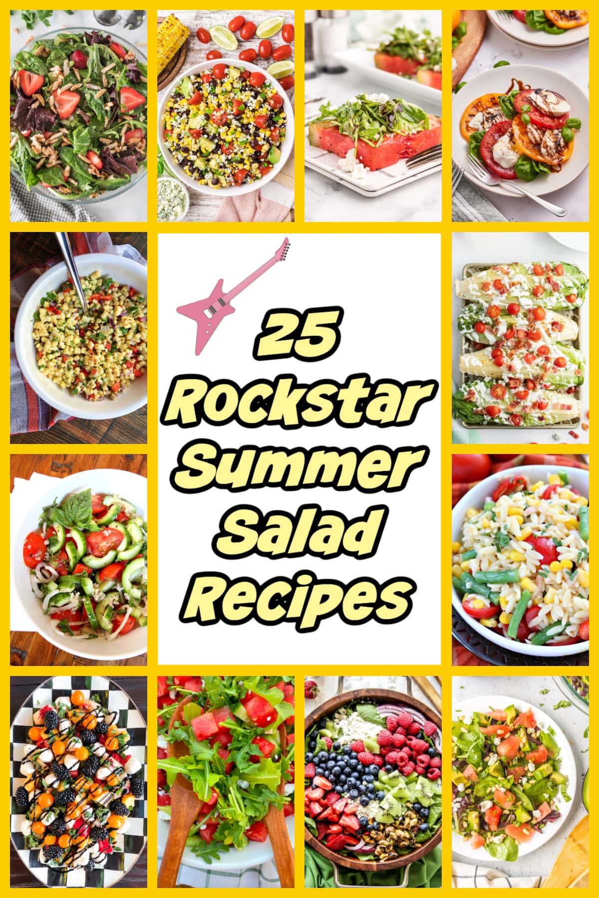 collage of summer salad recipes