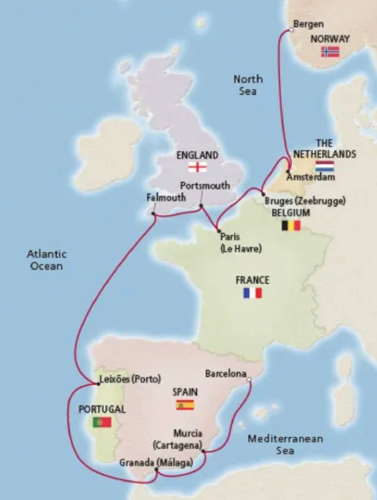 Viking Cruise: Barcelona to Bergen- the Trade Routes of the Middle Ages - a review with lots of photographs on RecipeGirl.com map viking cruises trade routes of the middle ages
