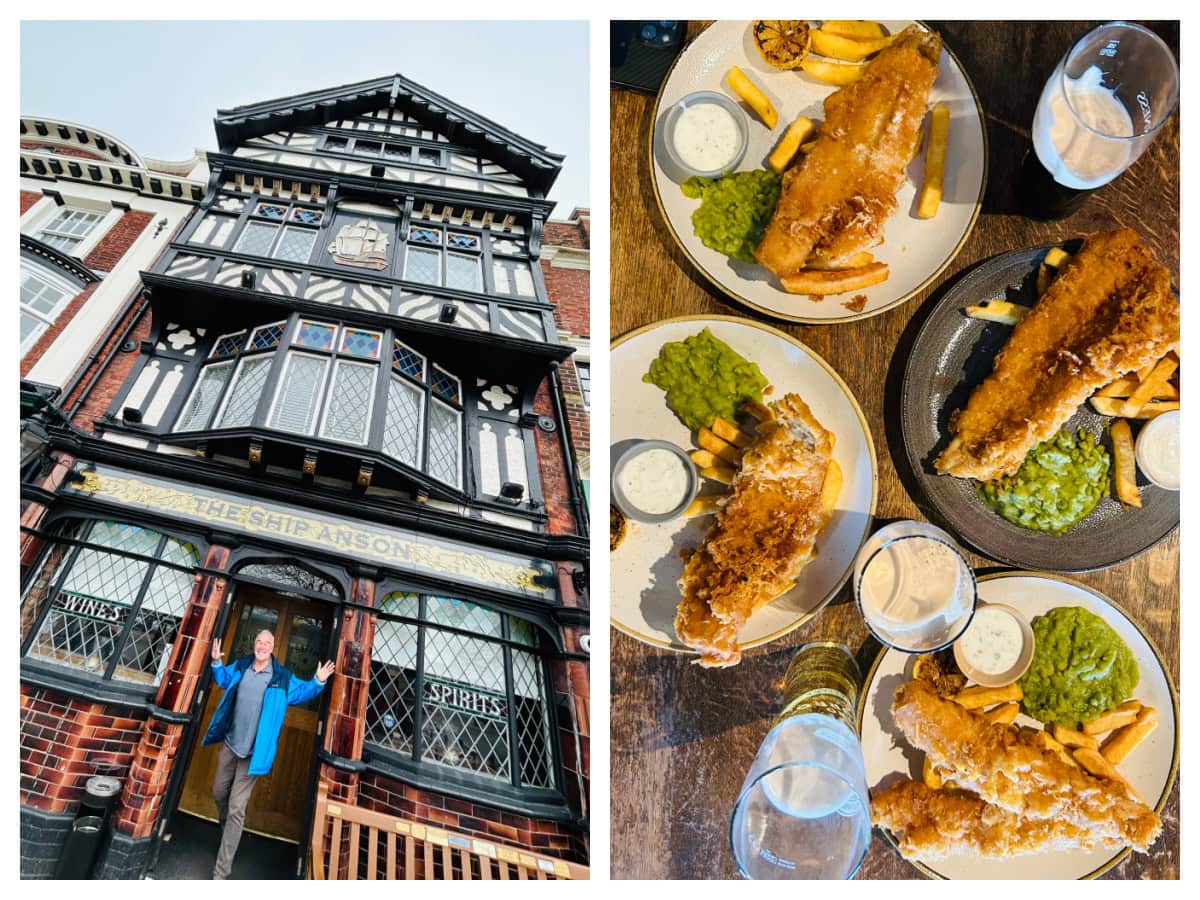 Viking Cruise: Barcelona to Bergen- the Trade Routes of the Middle Ages - a review with lots of photographs on RecipeGirl.com two photos of bar and fish and chips in england