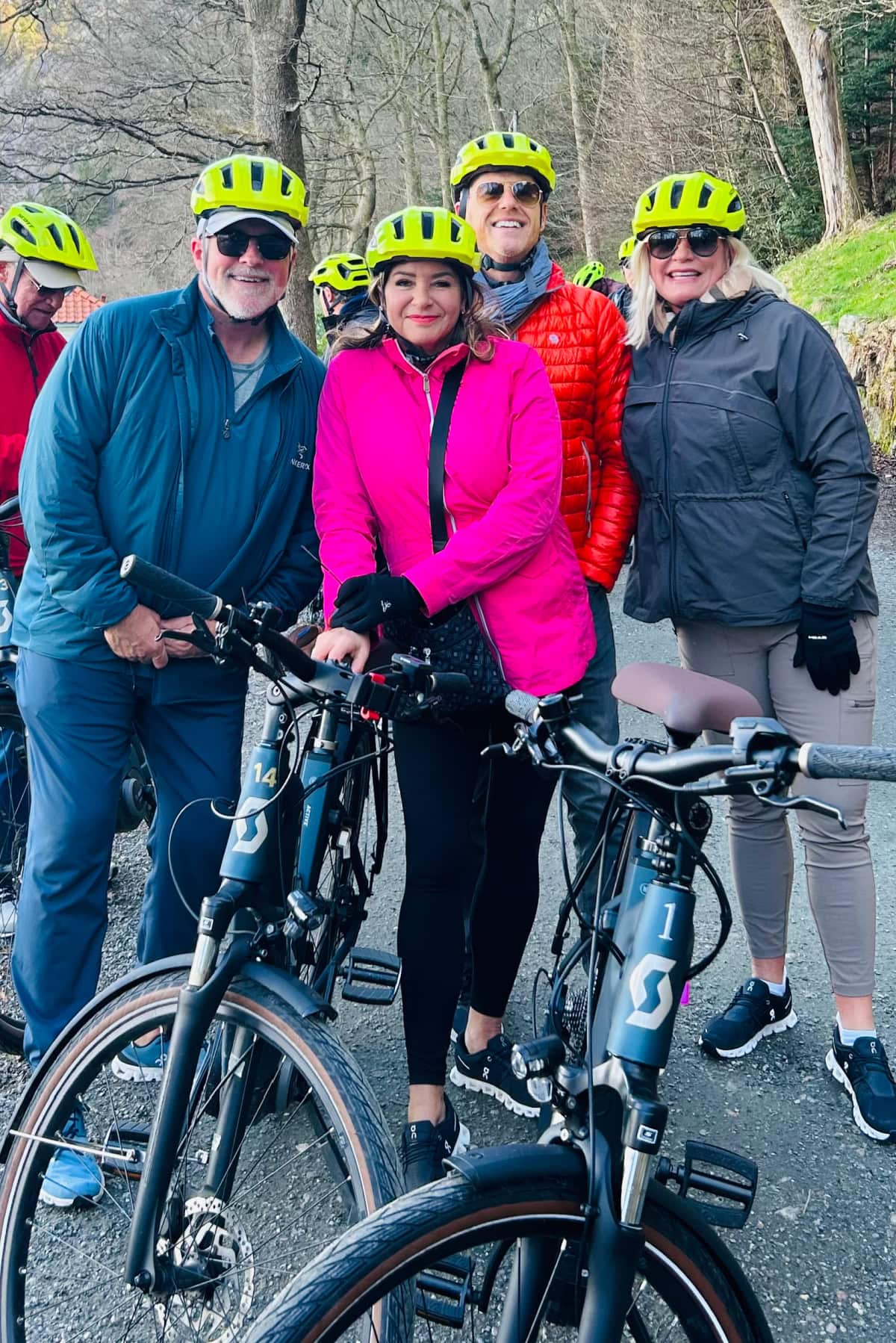 Viking Cruise: Barcelona to Bergen- the Trade Routes of the Middle Ages - a review with lots of photographs on RecipeGirl.com four people on bikes with helmets