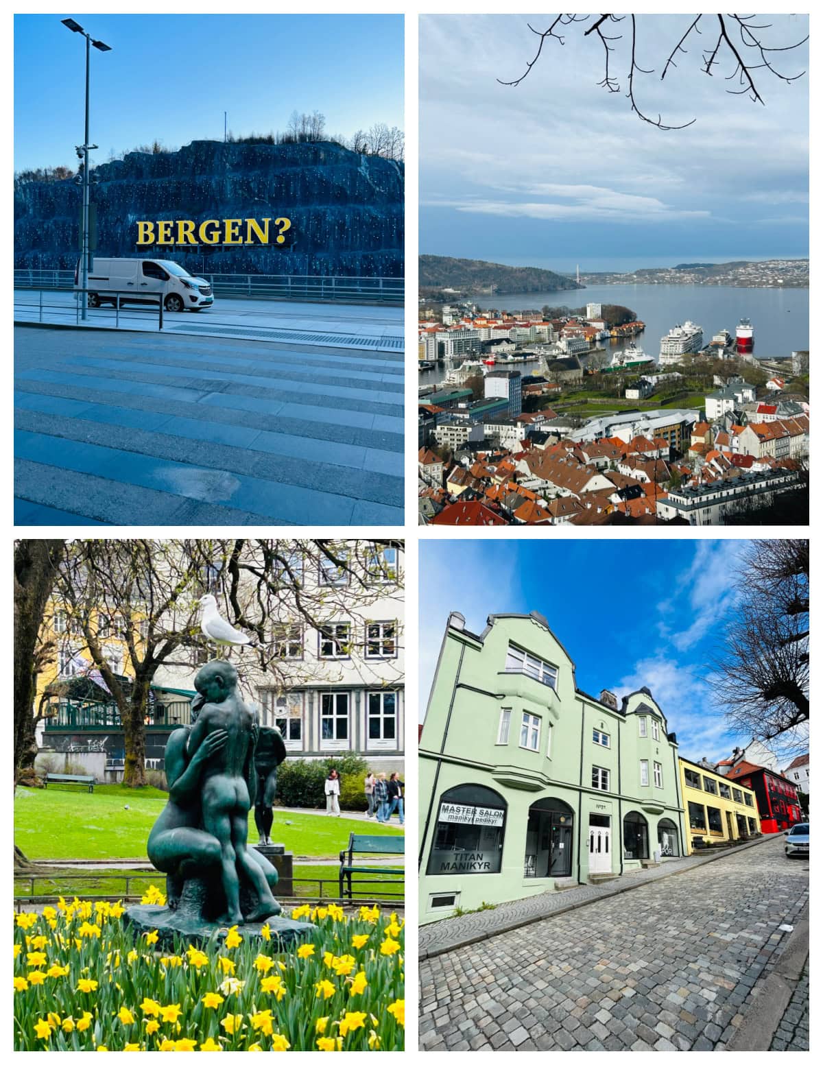 Viking Cruise: Barcelona to Bergen- the Trade Routes of the Middle Ages - a review with lots of photographs on RecipeGirl.com four photos of vacation in bergen