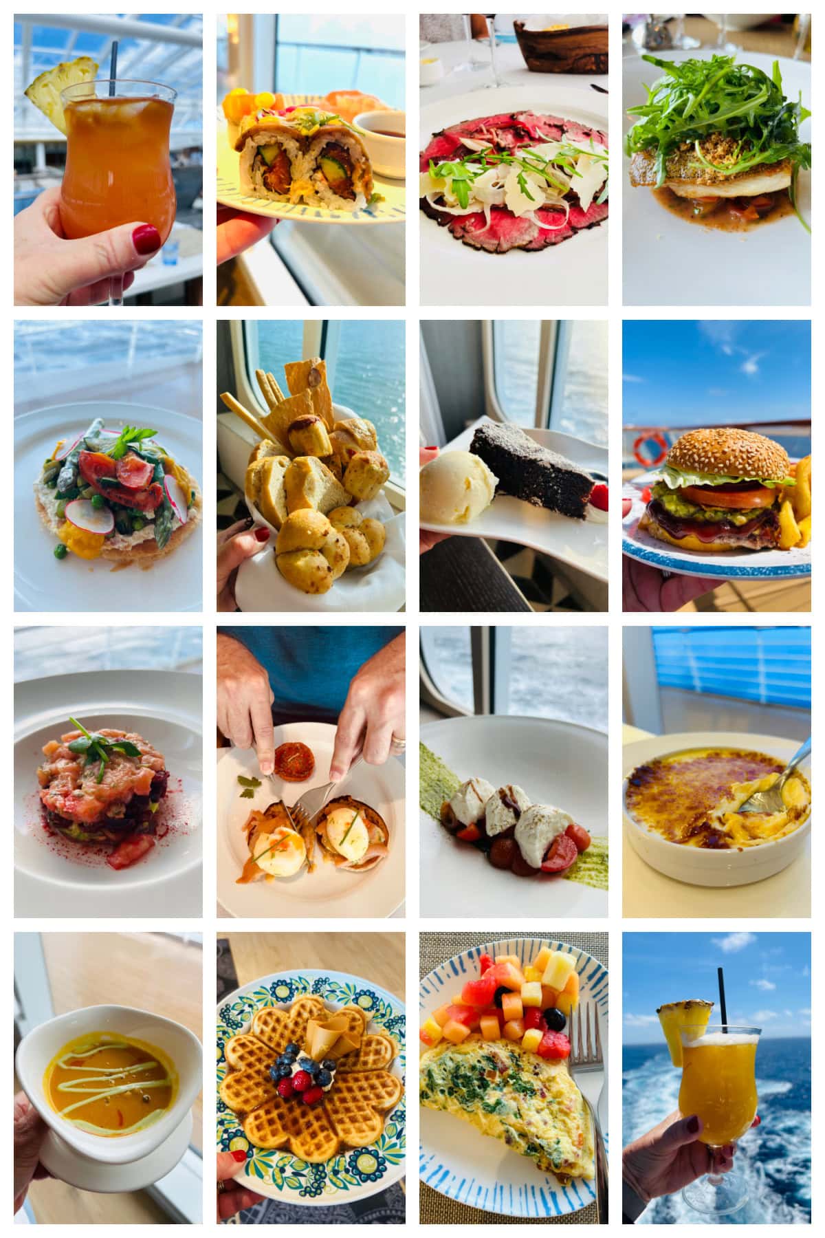 Viking Cruise: Barcelona to Bergen- the Trade Routes of the Middle Ages - a review with lots of photographs on RecipeGirl.com collage of food eaten on viking cruise ship