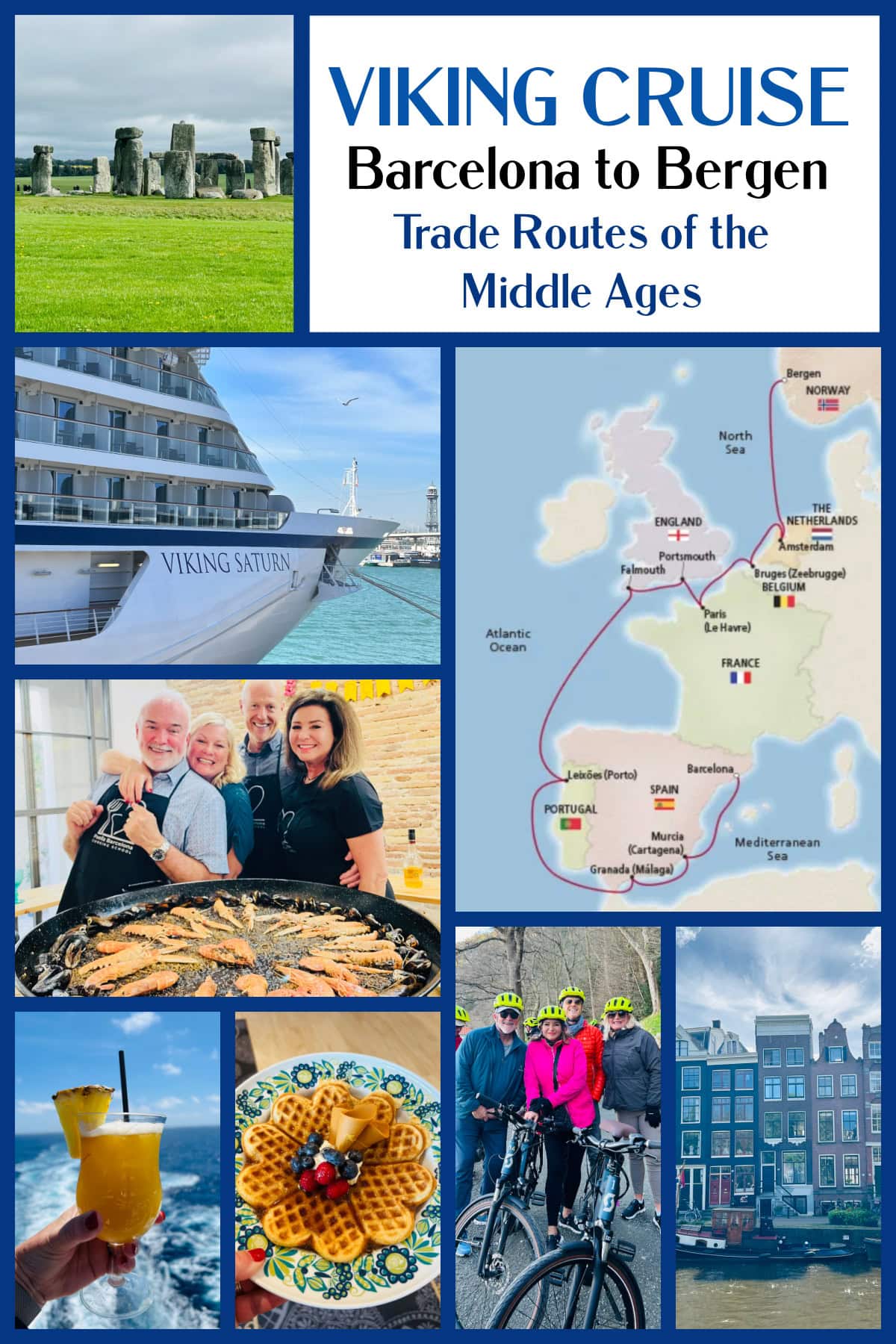 Viking Cruise: Barcelona to Bergen- the Trade Routes of the Middle Ages - a review with lots of photographs on RecipeGirl.com pinterest collage for viking cruises trade routes of the middle ages