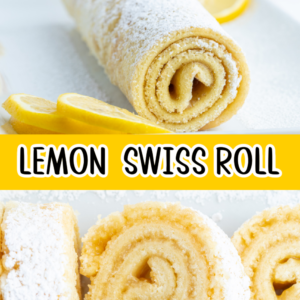 Pinterest image for lemon swiss roll