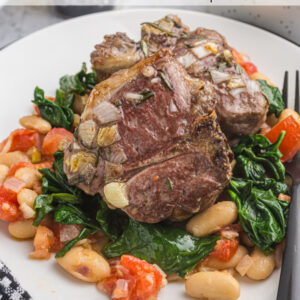 pinterest image for broiled lamb loin chops