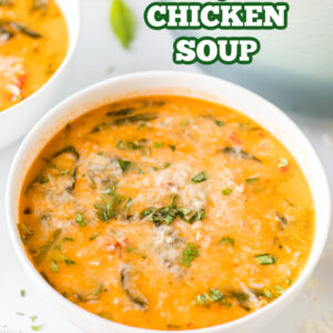 pinterest image for marry me chicken soup