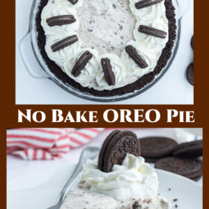 pinterest image for no bake oreo pie