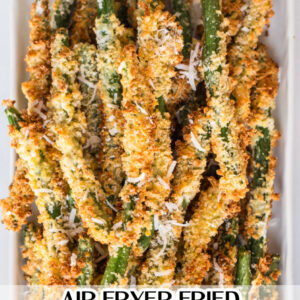 pinterest image for air fryer fried green beans