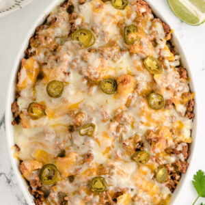 pinterest image for ground beef nachos
