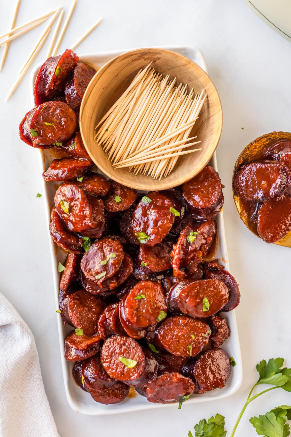 Slow Cooker Kielbasa recipe from RecipeGirl.com : Slow Cooker Candied Kielbasa appetizer slow cooker kielbasa on platter