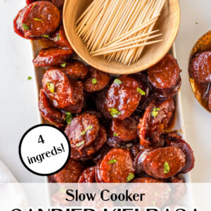 pinterest image for slow cooker kielbasa
