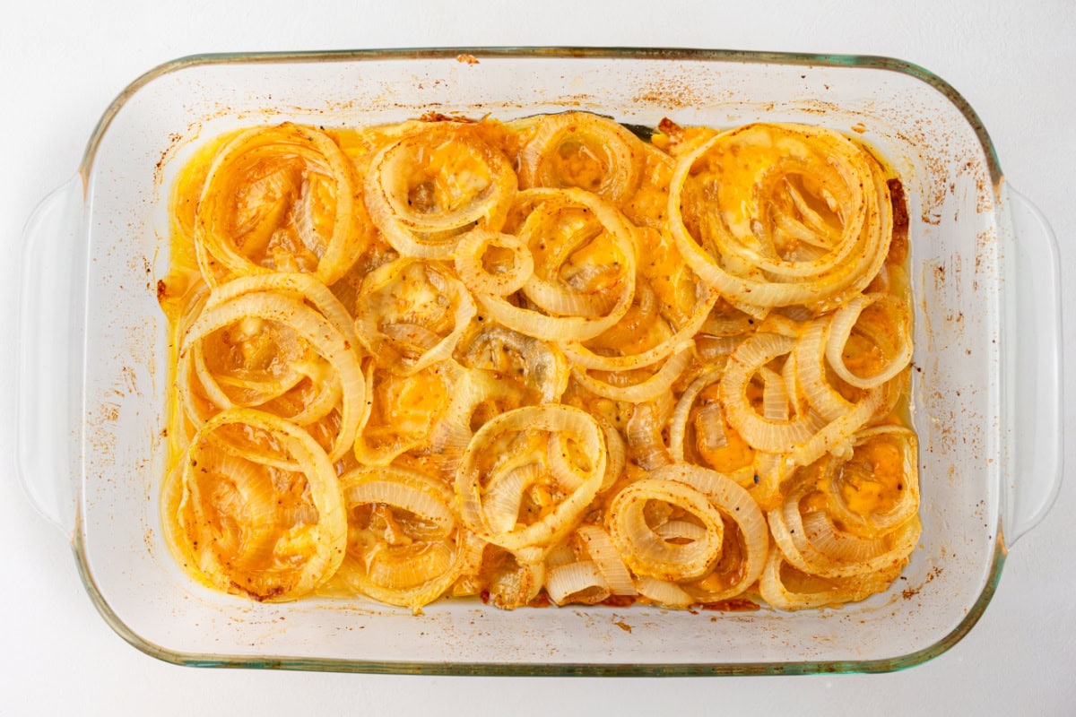 Tennessee Onions recipe from RecipeGirl.com tennessee onions in a pan