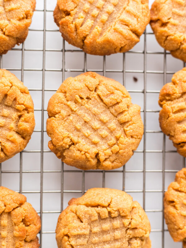 3 Ingredient PB Cookies on a cooling rack