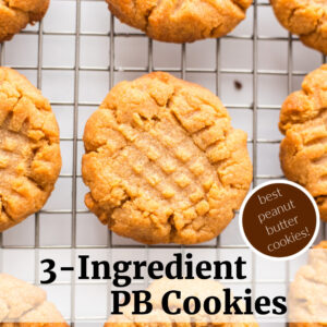 pinterest image for 3 ingredient PB cookies
