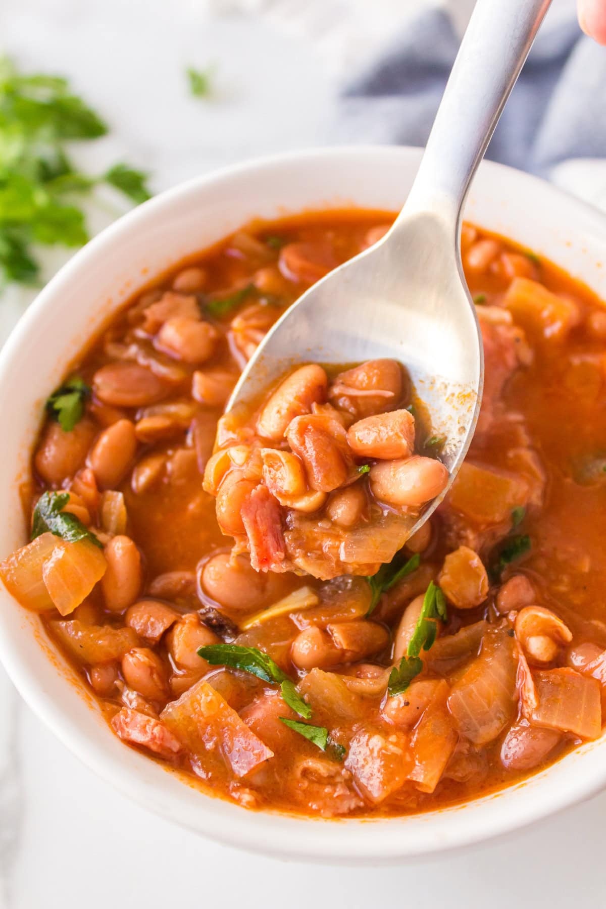 Ranch Style Beans recipe : Dude Ranch Beans from RecipeGirl.com A bowl of ranch style beans with a spoon