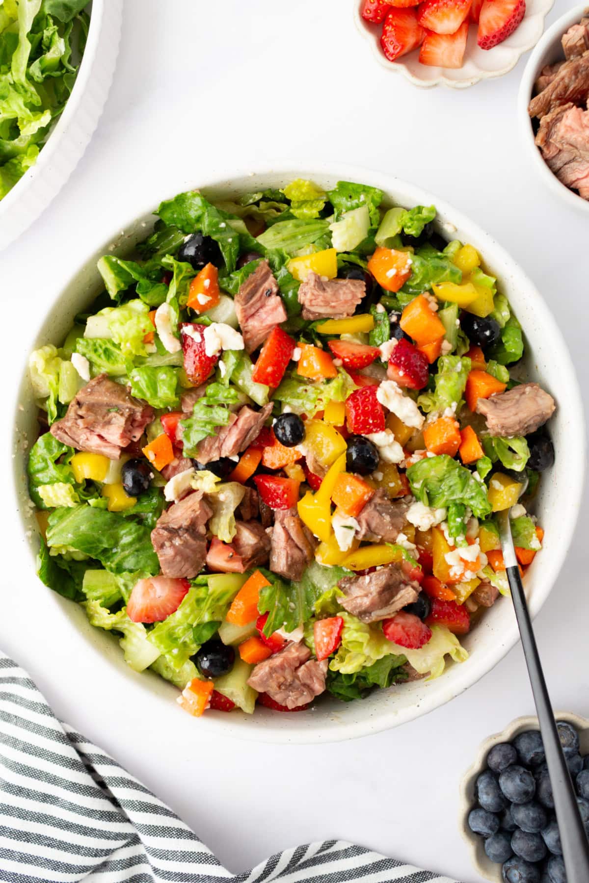 steak salad in a bowl