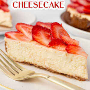 pinterest image for strawberry cheesecake