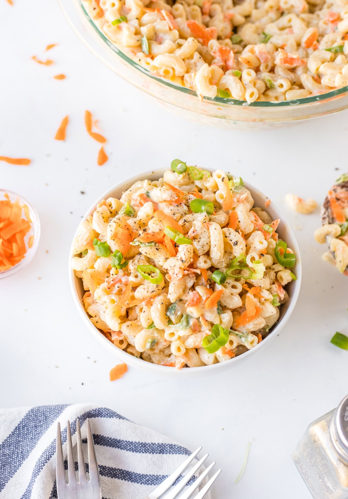 serving of hawaiian macaroni salad in bowl