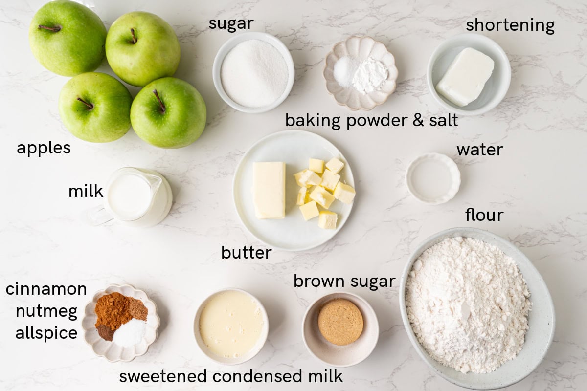 ingredients displayed for making apple hand pies