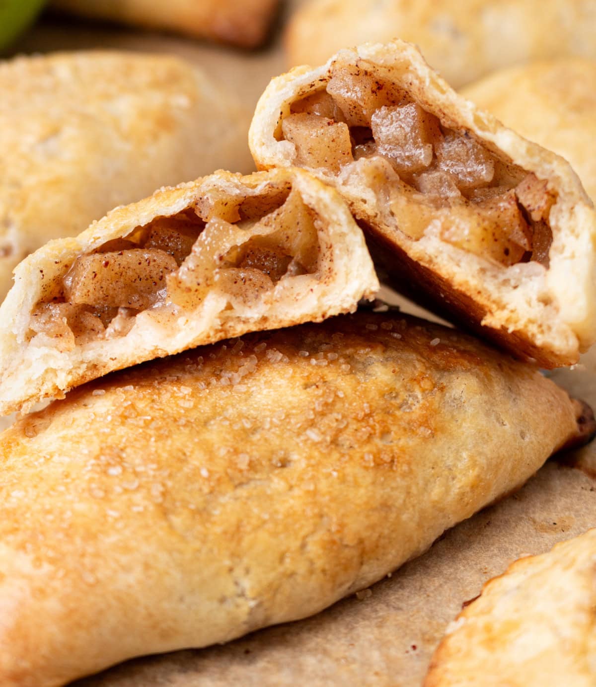 apple hand pies and one broken open