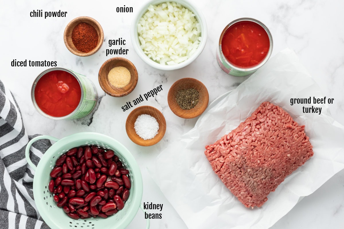 ingredients displayed for making chili