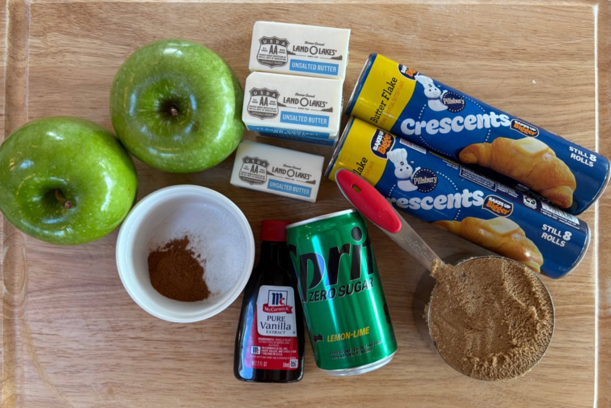 ingredients displayed for making crescent apple dumplings