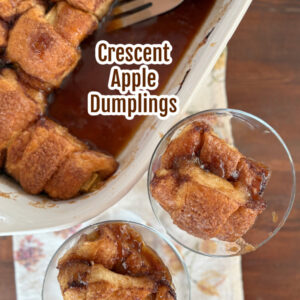 pinterest image for crescent apple dumplings