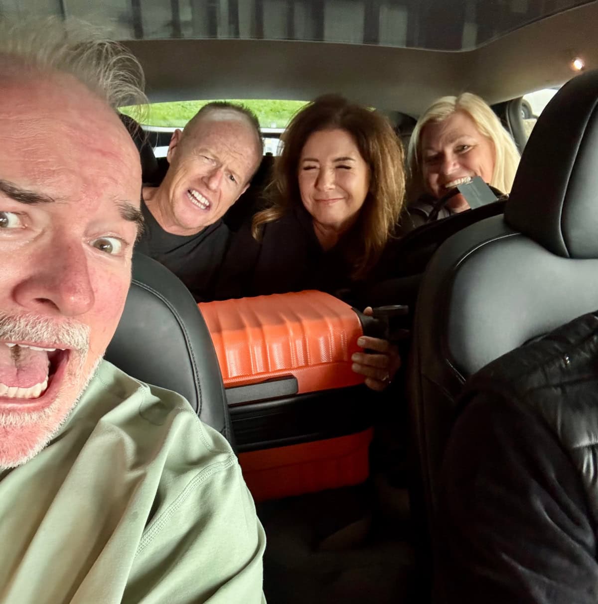 crowded in a cab