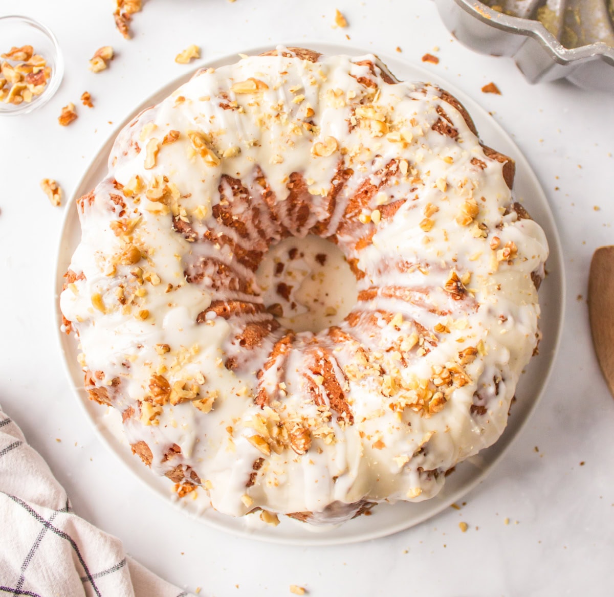 overhead shot of maple coffee cake